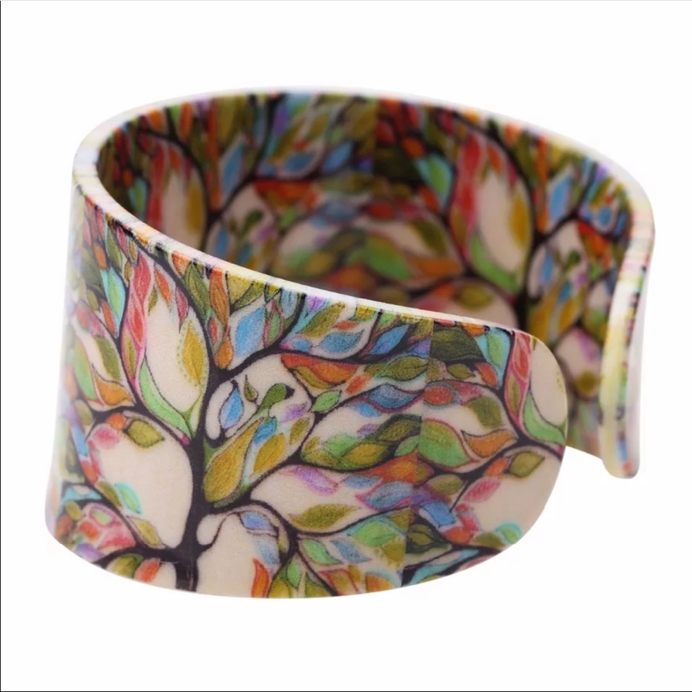 NEW Tree of Life Adjustable Acrylic Bangle Cuff - Picture 6 of 13
